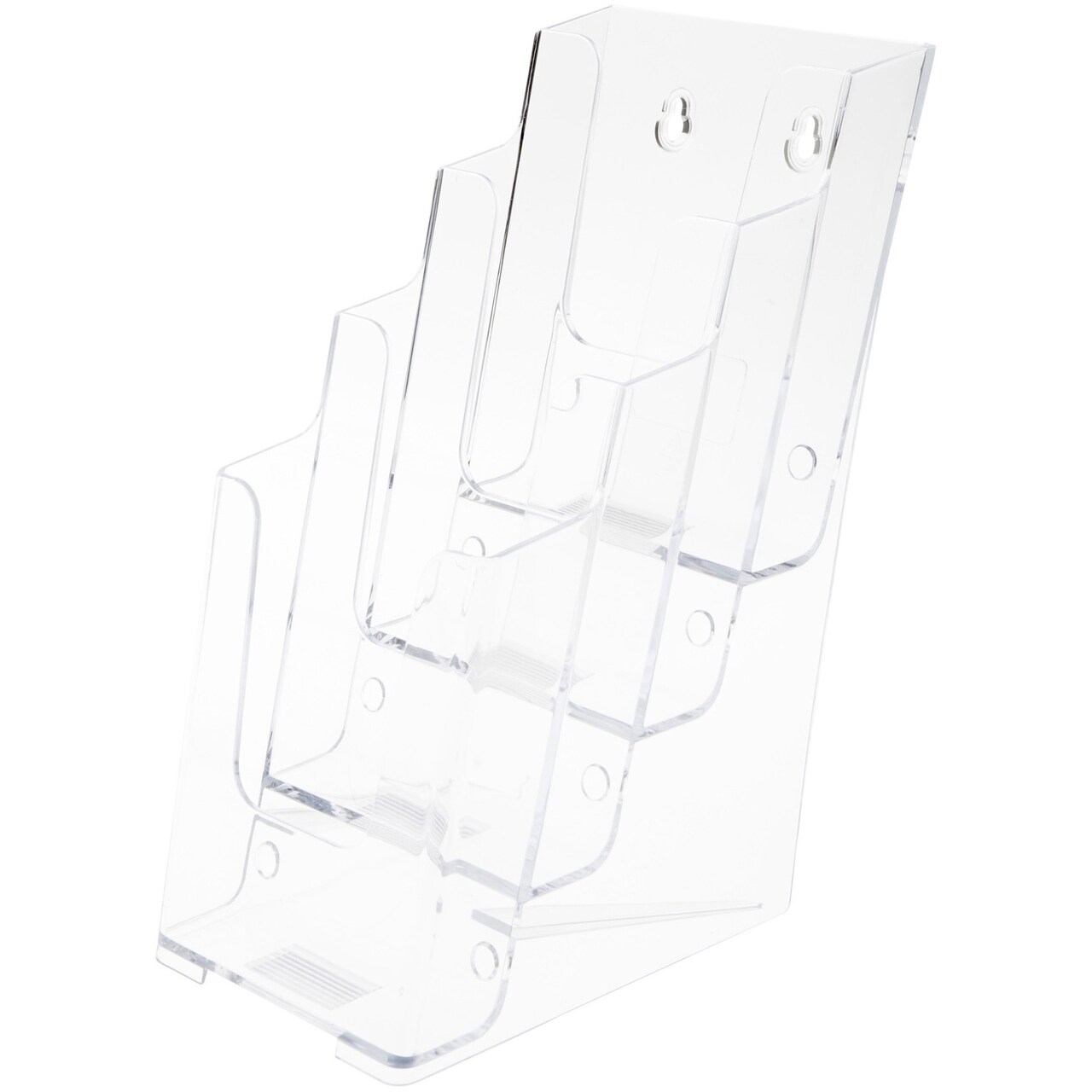 Plymor Clear Acrylic Vertical 4-Level Tri-Fold Brochure Literature Holder (Countertop / Wall Mount), Fits Documents Up to 4" Wide